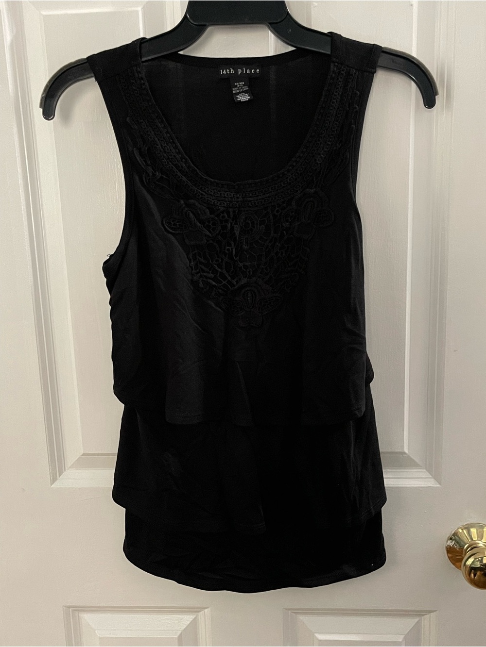 Black Embroidered Layered Tank